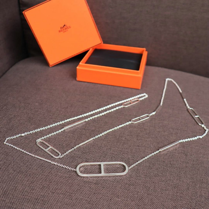 エルメス HERMES  057-HEL18001 2018年秋冬最新作 エヴァー シェーヌ ダンクル ロングネックレス シルバー