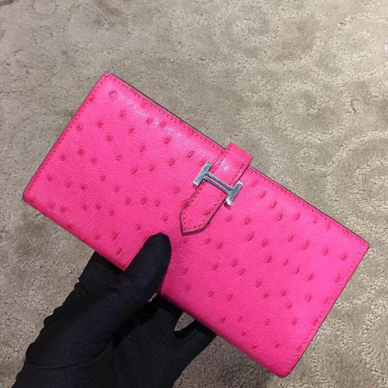 エルメス HERMES 063-HES18002　2018年最新入荷 ペアン 二つ折り長財布 セミマニュアル オーストリッチレザー