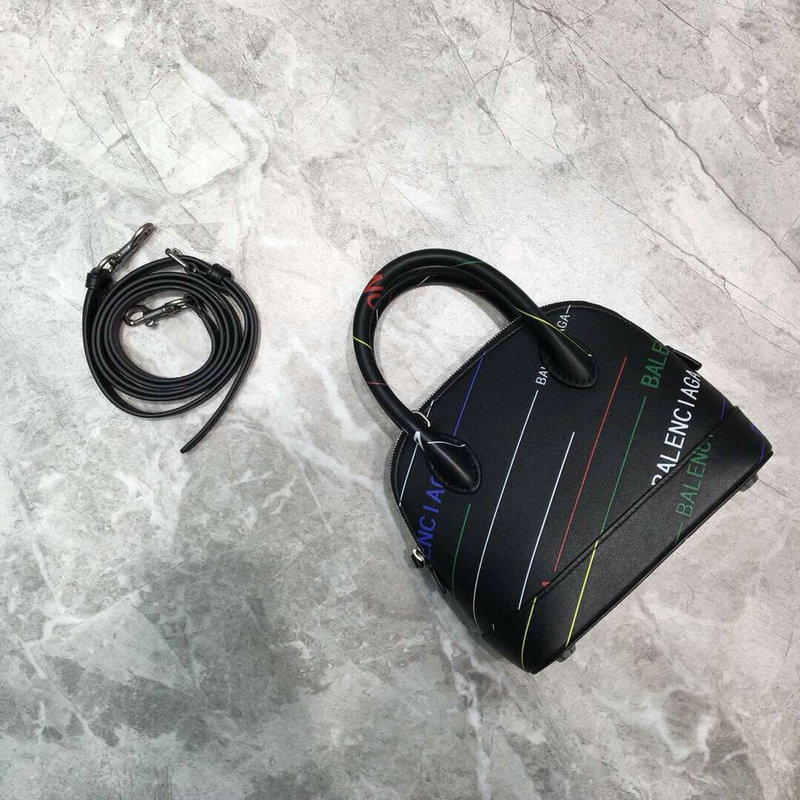 バレンシアガ BALENCIAGA GH-BAB18005　2018年最新作 ヴィル トップ ハンドルバッグ オールオーバー 2way ショルダーバッグ レディースかばん 黒