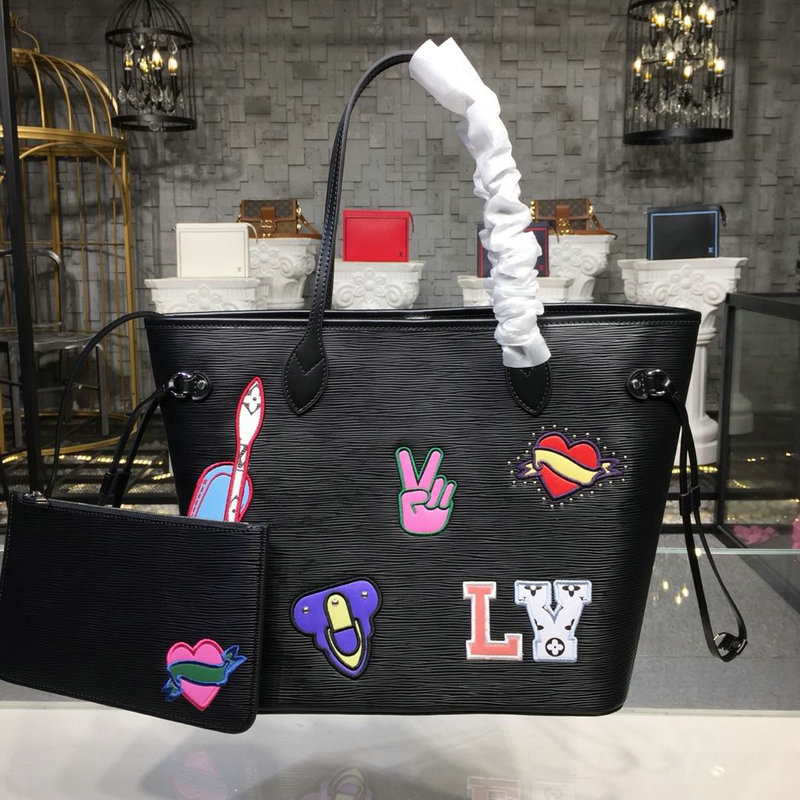 商品名称：ルイヴィトン LOUISVUITTON 057-M54185hk 2018年最新作 ネヴァーフル MM トートバッグ ハンドバッグ エピレザー レディース ポーチ付き 黒