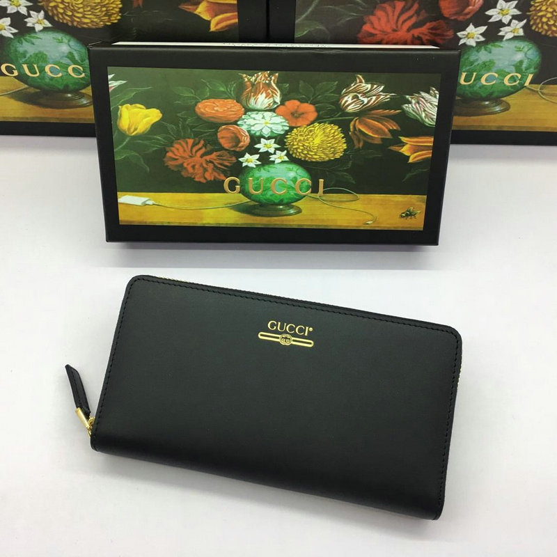 グッチGUCCI 057-GG547591　2018年最新作 ファスナー長財布 ラウンドジッピーウォレット レザー 黒