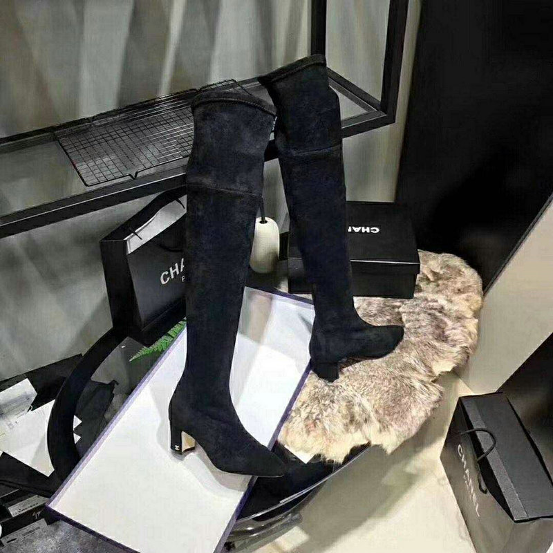 シャネル CHANEL 26-CH6293 2018年秋冬最新作 ロングブーツ レディースシューズ ハイヒール 通勤 カジュアル レザー 黒 2色