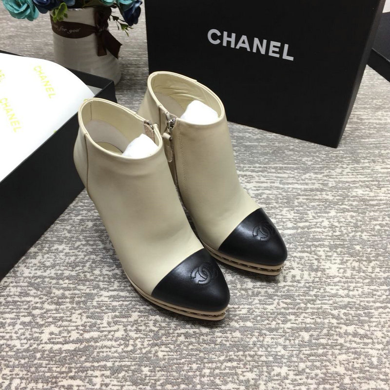 シャネル CHANEL 26-CH6282 2018年秋冬最新作 アンクルブーツ レディース ハイヒールシューズ 通勤 カジュアル ショートブーツ レザー ファスナー付き 2色
