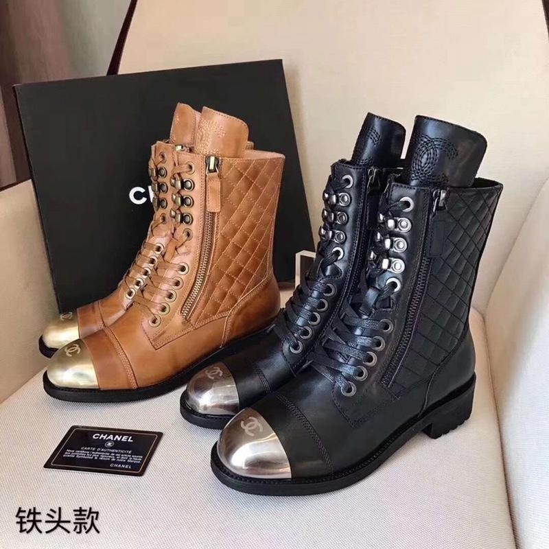 シャネル CHANEL 26-CH6270 2018年秋冬最新作 マーティンブーツ レディースシューズ レースアップ ミドルブーツ 通勤 通学 カジュアル 2色