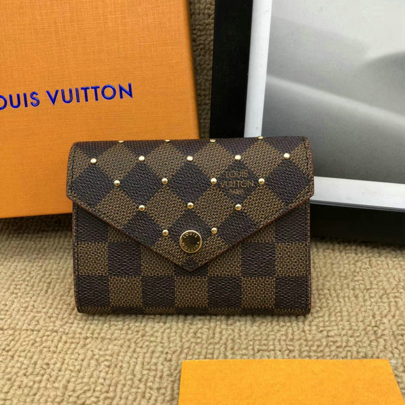 ルイヴィトン LFH-N61013　2018年最新作 ポルトフォイユ ヴィクトリーヌ 三つ折り 短財布 ダミエエベヌ