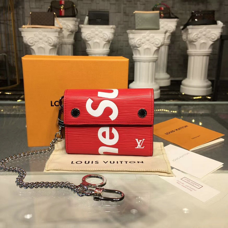 ルイヴィトン 057-M63510R 2018年最新作 三つ折り短財布 リベットチェーン付き エピレザー