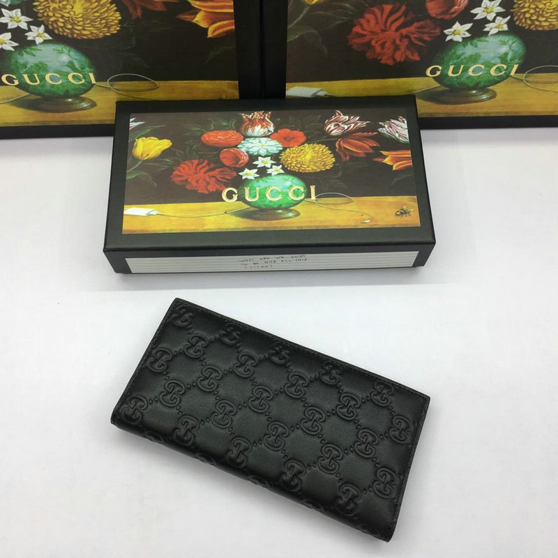 グッチ GUCCI  057-GG307774 2018/2019年最新作 二つ折り長財布 ロングウォレット レザー 黒