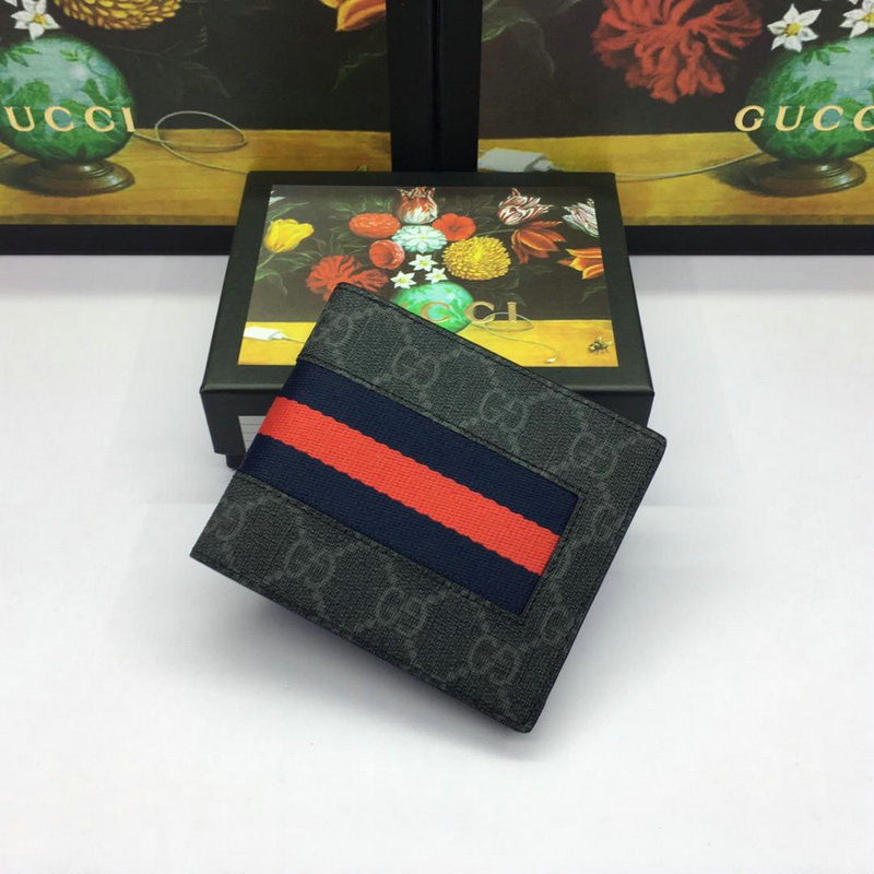 グッチ GUCCI 057-GG406827 2018/2019年最新作 スプリーム 二つ折り短財布 カードポケット レザー 黒