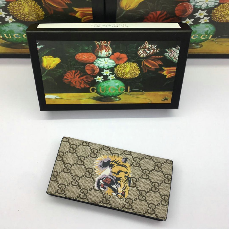 グッチ GUCCI  057-GG459456 2018/2019年最新作 二つ折り長財布 ロングウォレット タイガープリント キャンパス レザー