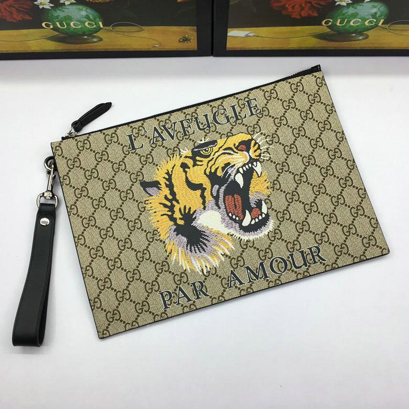 グッチ 　GUCCI  057-GG473904 2018/2019年最新作 手持ちかばん クラッチバッグ プリント キャンパス レザー