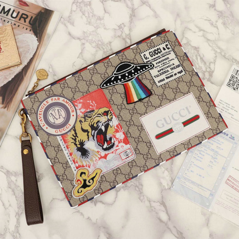 グッチ GUCCI 057-GG473915 2018/2019年最新作 手持ちかばん クラッチバッグ プリント キャンパス レザー