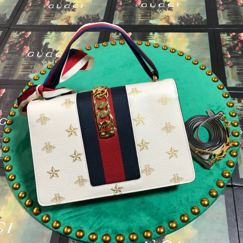 グッチ GUCCI 057-GG524405 2018/2019年最新作 シルヴィ ビーハチ スター スモール ショルダーバッグ レザー