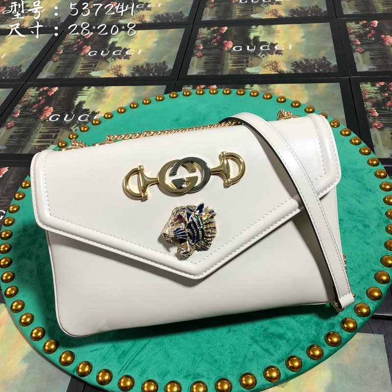 グッチ GUCCI 057-GG537241 2018/2019年最新作 ラジャ ミディアム ショルダーバッグ レザー 斜め掛け レディースかばん 白