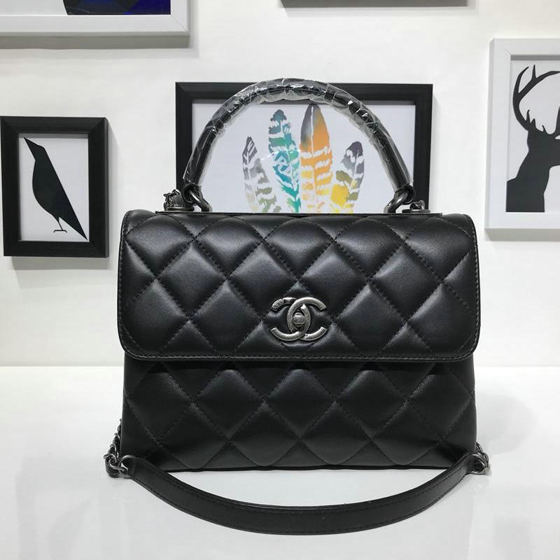 シャネル CHANEL JS-CH92236GYY 2019年最新入荷 スモール トップハンドル フラップ バッグ 2way ショルダーバッグ ラムスキン レディース通勤