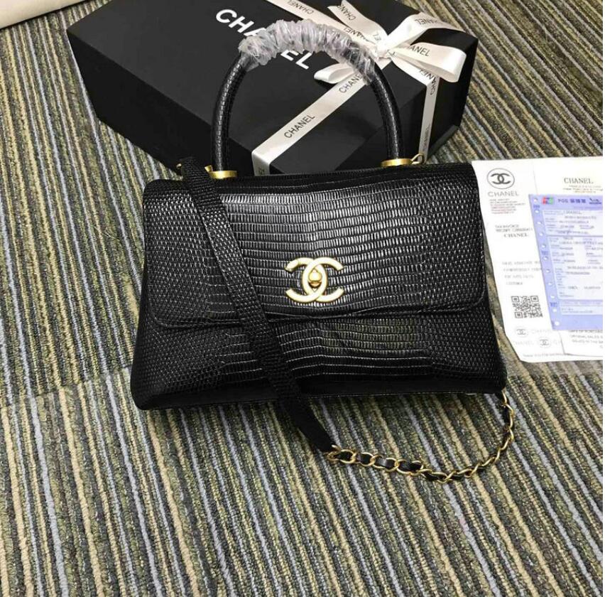 シャネル CHANEL  JS-CH93050X  2019年最新入荷 スモール トップハンドル フラップ バッグ 2way ショルダーバッグ トカゲ柄 レディース 通勤