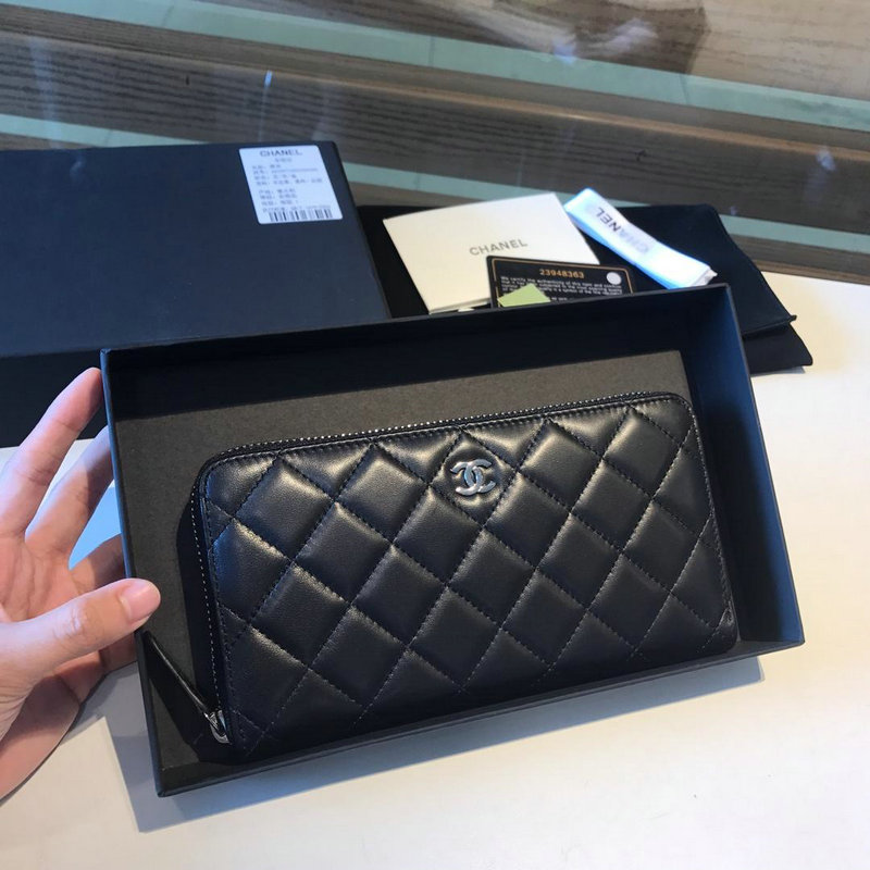 シャネル  CHANEL JS-CHS18004Y 2019年最新入荷 クラシック ロング ジッピーウォレット ラウンドファスナー長財布 小銭入れ付き ラムスキン 黒