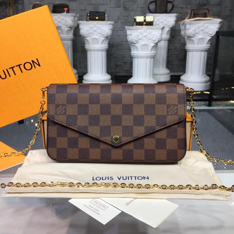 ルイヴィトン   LOUISVUITTON  057-N63032 2018年最新入荷 ポシェット フェリーチェ チェーンウォレット クラッチバッグ ダミエエベヌ