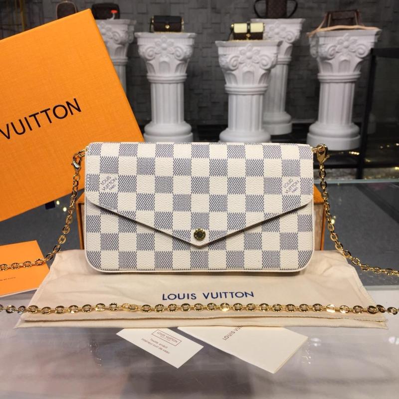 ルイヴィトン   LOUISVUITTON  057-N63106 2018年最新入荷 ポシェット フェリーチェ チェーンウォレット クラッチバッグ ダミエアズール