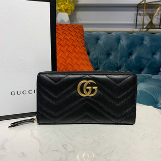 グッチ GUCCI  057-GG443123K  2019年最新入荷 GGマーモント コンチネンタル ウォレット 二つ折り長財布 ロングウォレット 黒