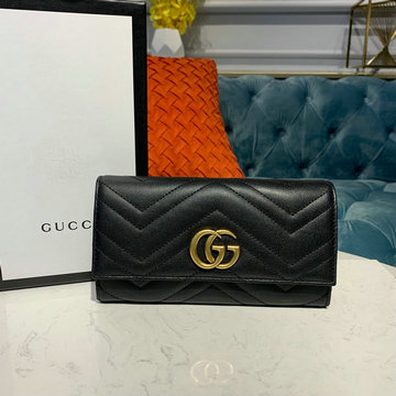 グッチ GUCCI  057-GG443436KK 2019年最新入荷 GGマーモント コンチネンタル ウォレット 二つ折り長財布 ロングウォレット 黒