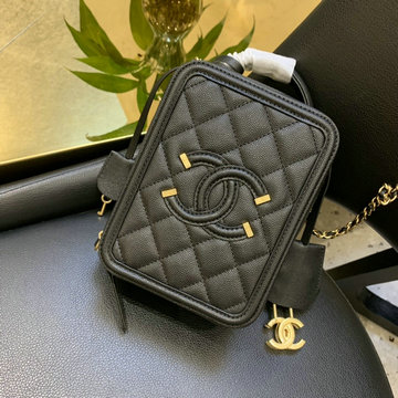 シャネル CHANEL  JS-CH0988BK 2019年最新入荷 ヴァニティー ケース 斜め掛け ショルダーバッグ ラムスキン 化粧かばん