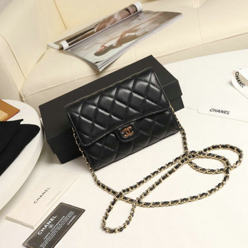 シャネル CHANEL JS-CH84512YK 2019年最新入荷 チェーンクラッチ チェーンウォレット 二つ折り長財布 カードケース 小銭入れ ラムスキン