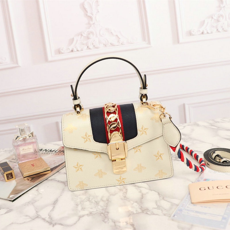グッチ GUCCI  057-GG470270WB 2019年最新入荷 シルヴィ レザー ハチ スター トートバッグ 2way ショルダーバッグ カーフレザー