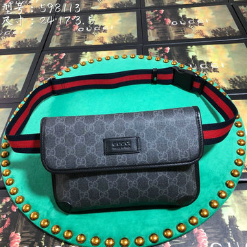 グッチ GUCCI  057-GG598113 2019年最新入荷 GGスプリーム ベルトバッグ ウェストバッグ ボディバッグ キャンパス 黒