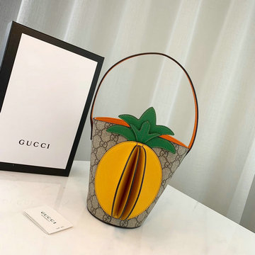 商品名称：グッチ GUCCI  057-GG580850 2019年最新入荷 チルドレンズ パイナップル GG バケットバッグ トートバッグ ハンドバッグ キャンパス