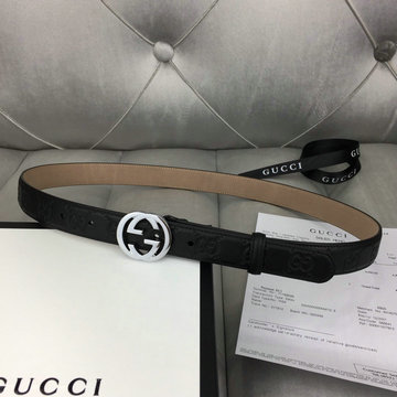 グッチ GUCCI  057-GG370543Y 2019年最新入荷 ベルト ダブルG バックル 幅2.5cm レザー