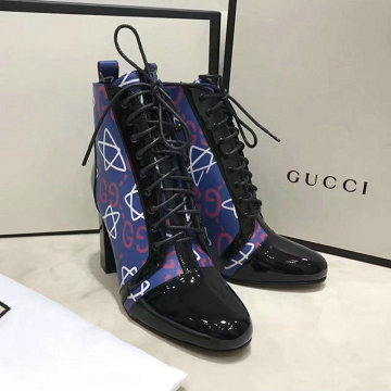 グッチ GUCCI  26-GGJ20003 20200年秋冬最新作 ショートブーツ ハイヒールブーツ レディースシューズ カジュアル 靴 レザー レースアップ