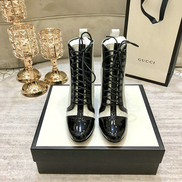 グッチ GUCCI  26-GGJ20005 20200年秋冬最新作 ショートブーツ ハイヒールブーツ レディースシューズ カジュアル 靴 レザー レースアップ