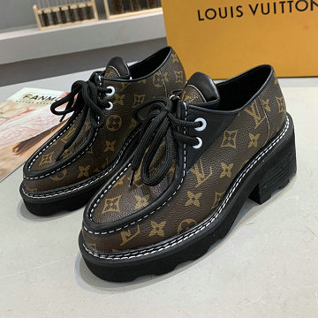 商品名称：ルイヴィトン LOUISVUITTON  26-LVJ20005 2020年秋冬最新作 フラットシューズ レースアップシューズ カジュアルシューズ レディース 靴 レザー