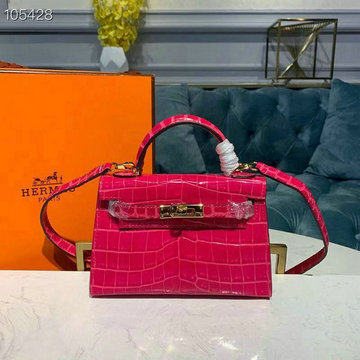 エルメス HERMES GH-HKL19EMH  2019年最新入荷 ミニ ケリー トップハンドルバッグ 2way ショルダーバッグ クロコ柄