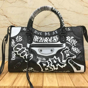 バレンシアガ BALENCIAGA  YUN-BA115748Y 2019年最新入荷 グラフィティ ラシック シティ トートバッグ 2way ショルダーバッグ オールオーバープリント