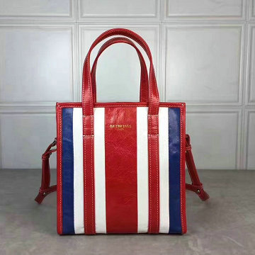 バレンシアガ BALENCIAGA  YUN-BA443095T 2019年最新入荷 バザール ショッパー ハンドバッグ 2way クロスボディバッグ ストライプ ショッピングバッグ レザー