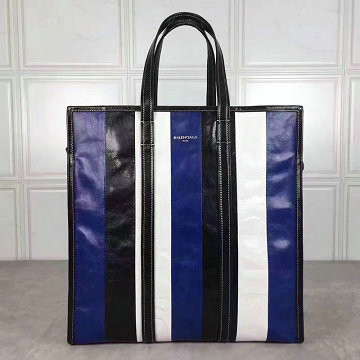 バレンシアガ BALENCIAGA 2019年最新入荷 バザール ショッパー ハンドバッグ 2way クロスボディバッグ ストライプ ショッピングバッグ レザー