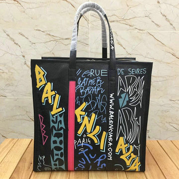 バレンシアガ BALENCIAGA  YUN-BA443097Y 2019年最新入荷 バザール ショッパー ハンドバッグ 2way クロスボディバッグ ストライプ ショッピングバッグ レザー