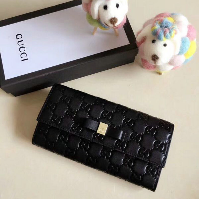 グッチ GUCCI 025-GG‎388679　2019年最新入荷 シグネチャー コンチネンタル ウォレット 二つ折り長財布 カーフスキン 黒