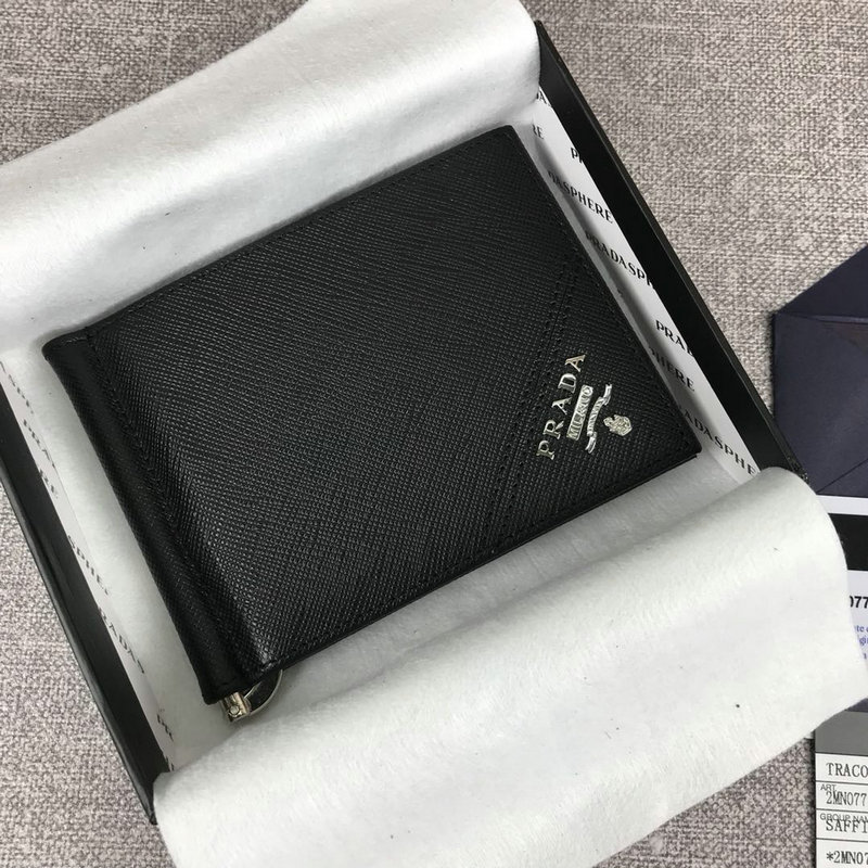 商品名称：プラダ PRADA 025-PDK19001 2019年最新入荷 カードケース 二つ折り短財布 カーフスキン 黒