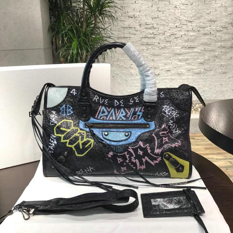 バレンシアガ BALENCIAGA 99-BA115748 2019年最新入荷 クラシック シルバー シティ ハンドバッグ トートバッグ 2way ショルダーバッグ ラムスキン