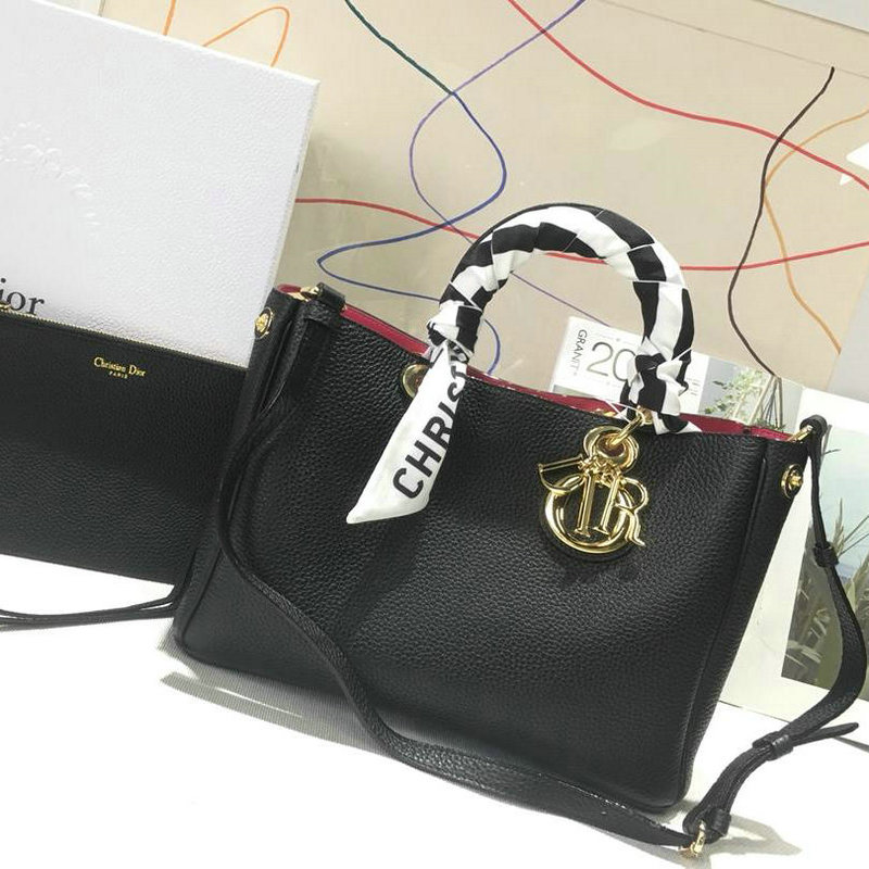 クリスチャンディオール CHRISTIAN DIOR 99-CD8007 2019年最新入荷 トップハンドルバッグ トートバッグ 2way ショルダーバッグ カーフスキン 黒