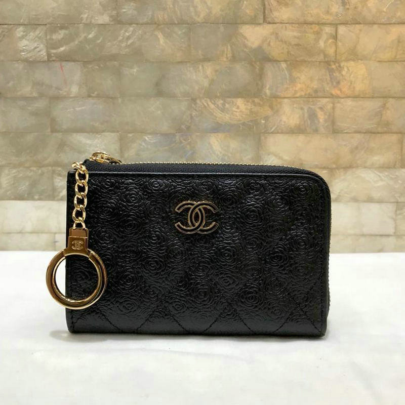 商品名称：シャネル CHANEL  99-CH70297 2019年最新入荷 ファスナー短財布 小銭入れ バッグチャーム カーフスキン 黒