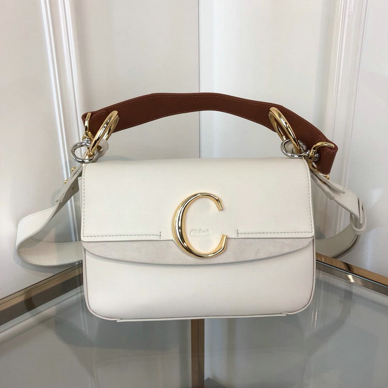 クロエ CHLOE 99-CLE9974 2019年最新作 C スモール ダブルキャリーバッグ 2way トートバッグ ショルダーバッグ 白
