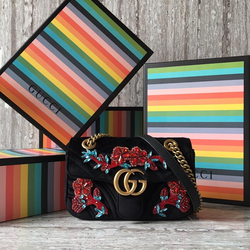 GUCCI グッチ 99-GG446744 2019年最新入荷 GGマーモント 斜め掛け ョルダーバッグ レディースかばん スエード