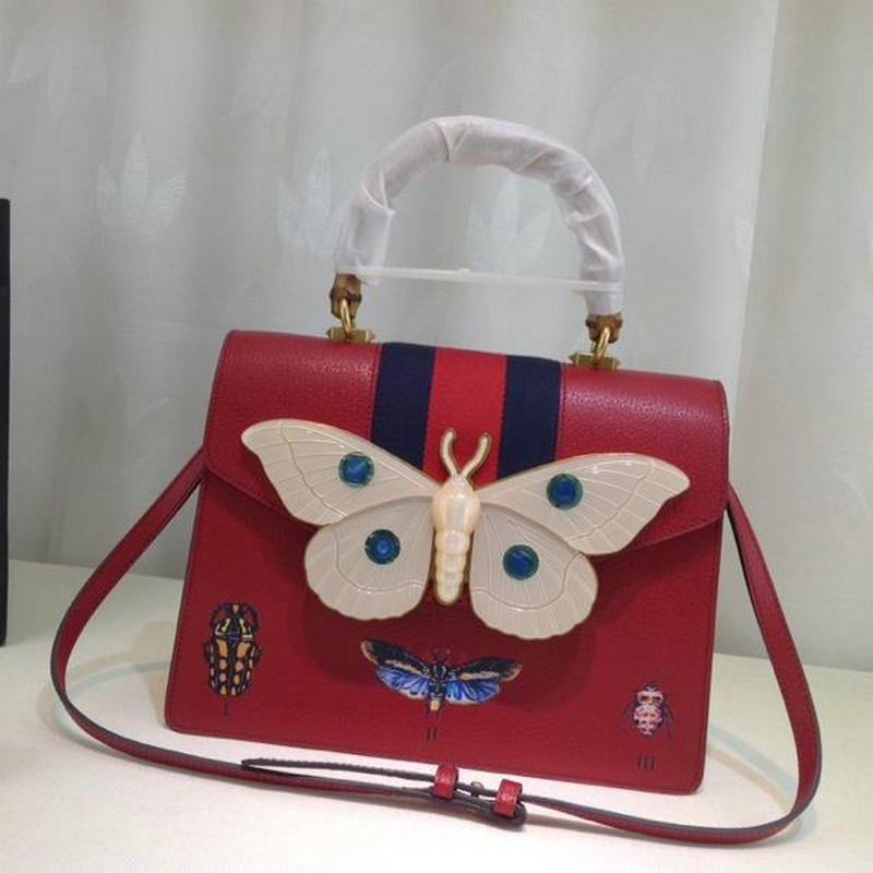グッチ GUCCI  99-GG488691 2019年最新入荷 シルヴィ ビーコチョウ ミディアム トップハンドバッグ 2way ショルダーバッグ レザー