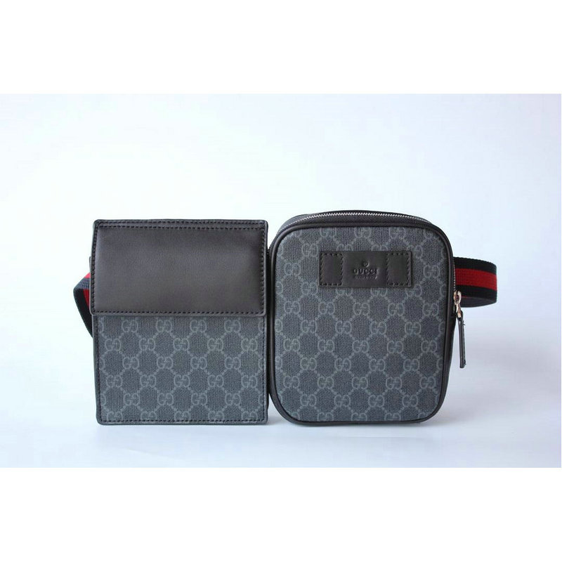 GUCCI グッチ 99-GG450956 2019年最新入荷 GGスプリーム ベルトバッグ ウェストバッグ ショルダー付き メンズ キャンパス 黒