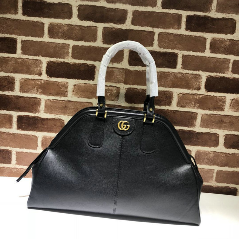 グッチ 　GUCCI 99-GG515937 2019年最新入荷 リ ベル ラージ トップ ハンドル トートバッグ ハンドバッグ カーフスキン 黒