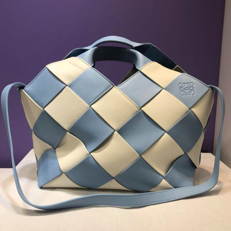 ロエベ LOEWE DDB-LEB18024D 2019年最新入荷 バスケット ギンガムバッグ 織物 ハンドバッグ トートバッグ