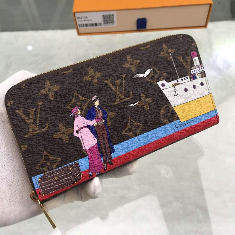 ルイヴィトン LOUISVUITTON 99-M62135 2019年最新入荷 モノグラム イリュストレ ジッピーウォレット ラウンドファスナー長財布 ユニセックス コクリコ
